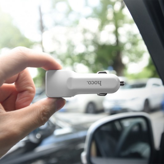 Автомобильная зарядка для телефона Hoco Z23 Grand Style + Cable (Micro) 2.4A 2USB Белый - изображение 4