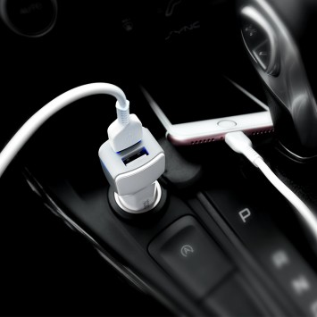 Автомобильная зарядка для телефона Hoco Z23 Grand Style + Cable (Micro) 2.4A 2USB Белый - Автомобильные зарядные устройства - изображение 5