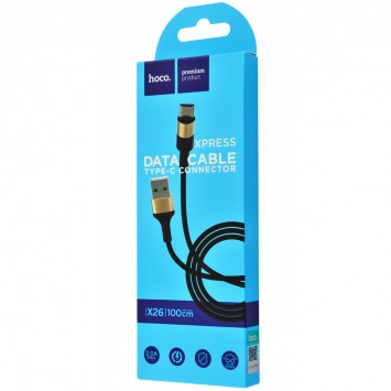 USB кабель телефону Hoco X26 Xpress Type-C Cable (1m) Чорний / Золотий - Type-C кабелі - зображення 1 