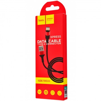 USB кабель для телефона Hoco X26 Xpress Type-C Cable (1m) Черный / Красный - Type-C кабели - изображение 1