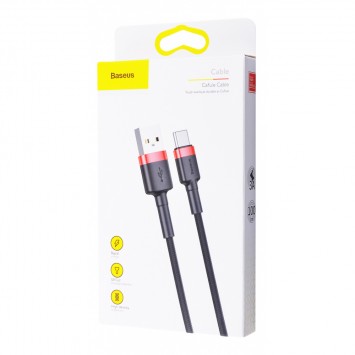 USB кабель для телефона Baseus Cafule Type-C Cable 3A (1m) (CATKLF-B) Красный / Черный - Type-C кабели - изображение 3