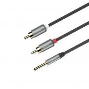 Аудио кабель Aux Hoco UPA10 Lotus Double RCA Audio 3.5 mm (1,5м) Серый