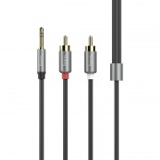 Аудио кабель Aux Hoco UPA10 Lotus Double RCA Audio 3.5 mm (1,5м) Серый