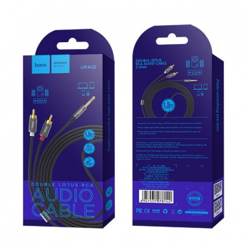 Аудіо кабель Aux Hoco UPA10 Lotus Double RCA Audio 3.5mm (1,5м) Сірий - Кабелі / Перехідники - зображення 6 