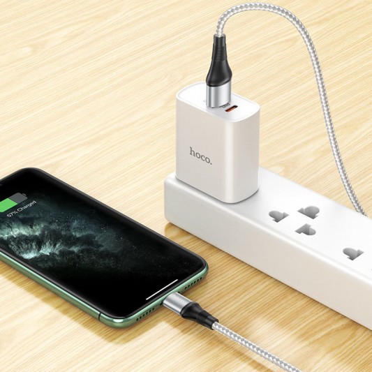 Кабель заряджання Apple Hoco X50 "Excellent"" USB to Lightning (1m) Сірий - зображення 3 