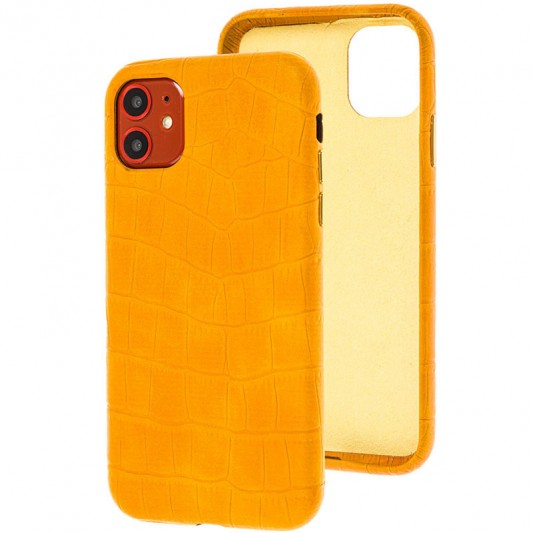 Шкіряний чохол для Apple iPhone 11 (6.1"") - Croco Leather Yellow - зображення 1 