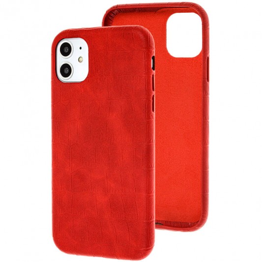 Шкіряний чохол для Apple iPhone 11 (6.1"") - Croco Leather Red - зображення 1 