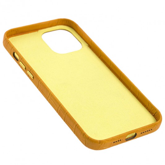 Шкіряний чохол для Apple iPhone 12 Pro / 12 (6.1"") - Croco Leather Yellow - зображення 1 