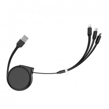 Кабель заряджання Apple Hoco U50 3in1 Lightning-microUSB-Type-C (1m) Чорний - Type-C кабелі - зображення 2 