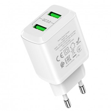 Зарядний пристрій HOCO N6 QC3.0 (2USB/3A) + USB - Type-C Білий - Мережеві ЗП (220 В) - зображення 2 