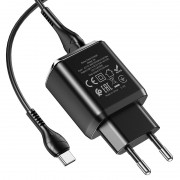 Зарядное устройство HOCO N6 QC3.0 (2USB/3A) + USB - Type-C Черный