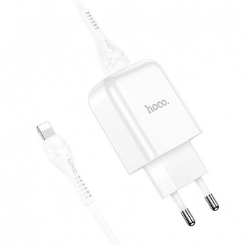 Зарядное устройство HOCO N2 (1USB/2.1A) + USB - Lightning Белый - Сетевые зарядные устройства (220 В) - изображение 1