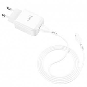 Зарядное устройство HOCO N2 (1USB/2.1A) + USB - Lightning Белый - Сетевые зарядные устройства (220 В) - изображение 2