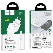 Зарядний пристрій HOCO N2 (1USB/2.1A) + USB - Lightning Білий
