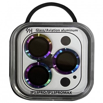 Захисне скло на камеру для Apple iPhone 13 Pro / 13 Pro Max - Metal Classic (в упак.) Бузковий / Rainbow - Захист екрану для iPhone 13 Pro - зображення 1 