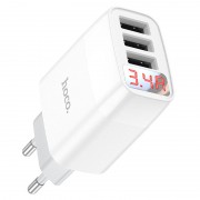 Зарядний пристрій Hoco C93A Ease charge 3-port digital display charger Білий