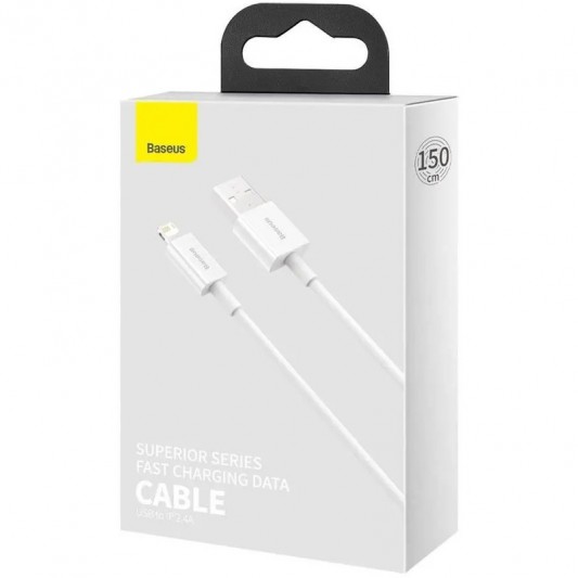 Кабель заряджання Apple Baseus Superior Series Fast Charging Lightning Cable 2.4A (1.5m) (CALYS-B) Білий - зображення 3 