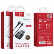 Зарядний пристрій для телефона - Hoco C12Q Smart QC3.0 (1USB/3A) + Type-C Чорний
