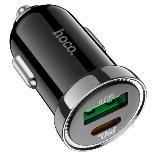 Автомобильная зарядка для телефона Hoco Z44 Leading PD 20W + QC3.0 (Type-C + USB) Черный - изображение 2