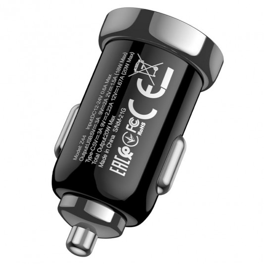 Автомобильная зарядка для телефона Hoco Z44 Leading PD 20W + QC3.0 (Type-C + USB) Черный - изображение 3