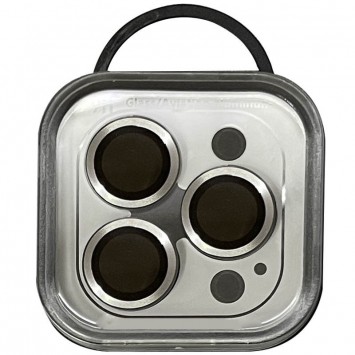 Серебряное защитное стекло Metal Classic на камеру iPhone 12 Pro Max в упаковке