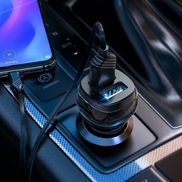 Автомобильная зарядка для телефона Hoco Z40 (2USB 2.4A) + Type-C Черный - Автомобильные зарядные устройства - изображение 5