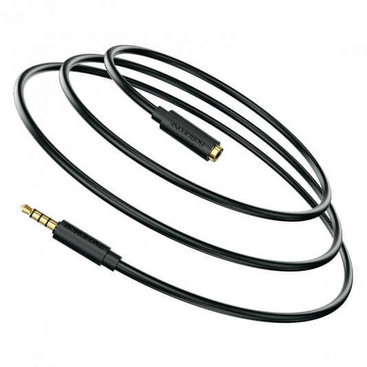 Аудіо кабель Borofone BL12 3.5 audio extension cable Male to Female (1m) Чорний - зображення 2 