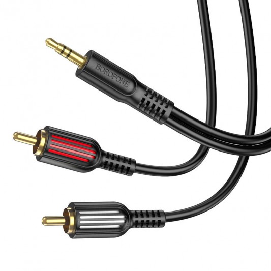 Аудіо кабель Borofone BL11 3.5mm to double RCA Чорний - зображення 1 