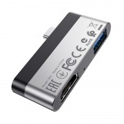 Перехідник Borofone DH2 Type-C to HDMI+USB3.0 Срібний / Чорний