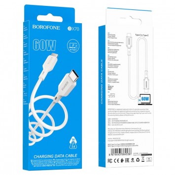 USB зарядний кабель Borofone BX70 Type-C to Type-C 60W (1m) Білий - Type-C кабелі - зображення 3 