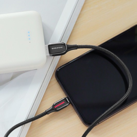 Кабель заряджання та синхронізації Borofone BU14 Heroic USB to Lightning (1.2m) Чорний - зображення 3 