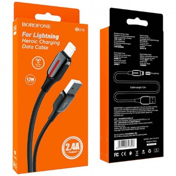 Кабель зарядки и синхронизации Borofone BU14 Heroic USB to Lightning (1.2m) Черный - Lightning - изображение 4