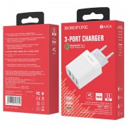 Зарядное устройство для телефона - Borofone BA40A Speedway three-Port QC3.0 Белый