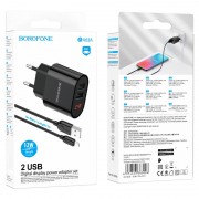 Зарядний пристрій для телефона - Borofone BA63A Richy + MicroUSB Чорний