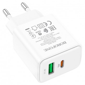 Блок быстрой зарядки для телефона Borofone BA67A PD20W+QC3.0 Белый - Сетевые зарядные устройства (220 В) - изображение 2