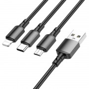 Дата кабель Borofone BX72 USB to 3in1 (1m) Черный