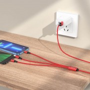 Дата кабель Borofone BX72 USB to 3in1 (1m) Красный