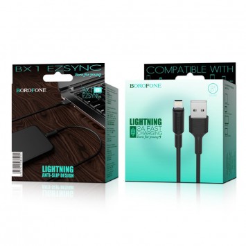 Кабель зарядки и синхронизации Borofone BX1 EzSync USB to Lightning (1m) Черный - Lightning - изображение 5