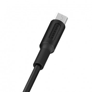 Дата кабель Borofone BX1 EzSync USB to MicroUSB (1m) Чорний - MicroUSB кабелі - зображення 1 