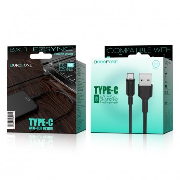 USB кабель для телефону Borofone BX1 EzSync USB to Type-C (1m) Чорний - Type-C кабелі - зображення 4 