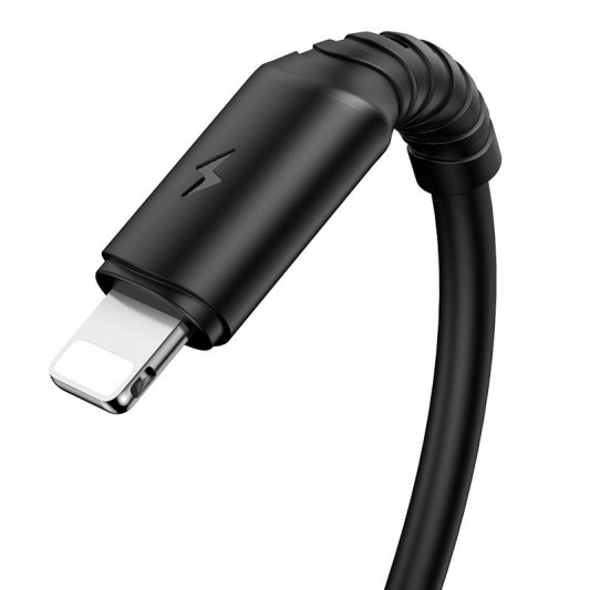 Кабель заряджання та синхронізації Borofone BX47 Coolway USB to Lightning (1m) Чорний - зображення 3 