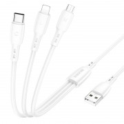 Дата кабель Borofone BX71 USB to 3in1 (1m) Белый