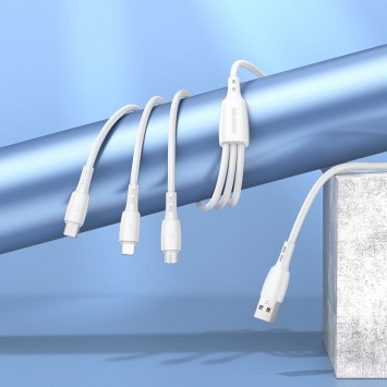 Дата кабель Borofone BX71 USB to 3in1 (1m) Білий - Combo (універсальні) - зображення 3 