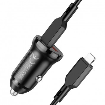 Автомобильная зарядка для телефона Borofone BZ18A PD20W+QC3.0 + Type-C to Lightning Черный - Автомобильные зарядные устройства - изображение 1