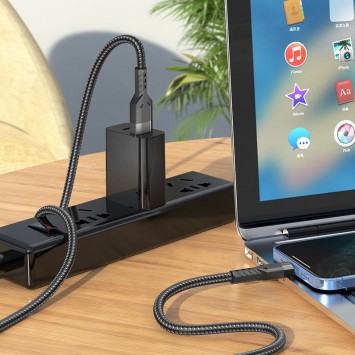Кабель зарядки и синхронизации Hoco U110 charging data sync USB to Lightning (1.2 m) Черный - Lightning - изображение 3