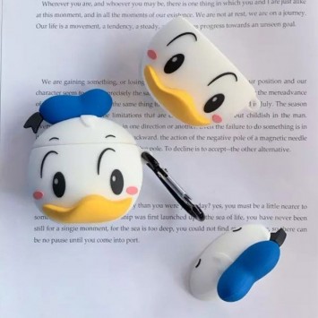 Силіконовий футляр Disney series для навушників AirPods 1/2 + карабін, Дональд Дак/Біло-блакитний - Apple AirPods - зображення 1 