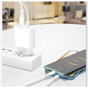Блок питания XO-L81A с кабелем Type-C - Lightning (Iphone) Quick Charge 3.0 USB 18W + Type C (PD 20W) Белый