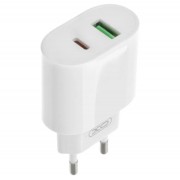 Блок живлення XO-L81A з кабелем Micro USB Швидка зарядка Quick Charge 3.0 USB 18W + Type C (PD 20W) Білий