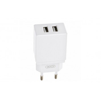 Білий блок живлення XO-L75 з вихідною потужністю 5 вольт 2.4 Ампера і 2 USB портами