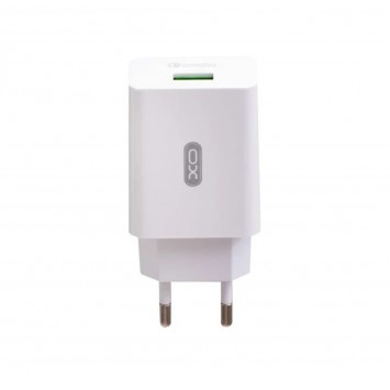 Белый блок питания XO-L36 с кабелем Micro-USB и функцией быстрой зарядки Quick Charge 3.0.